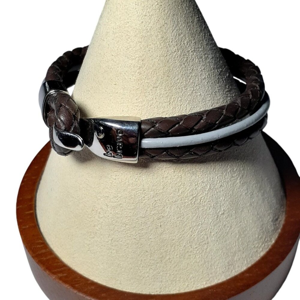 Bravelets Bracelet Unisex Braided Immitation Leather with message Be BRAVE